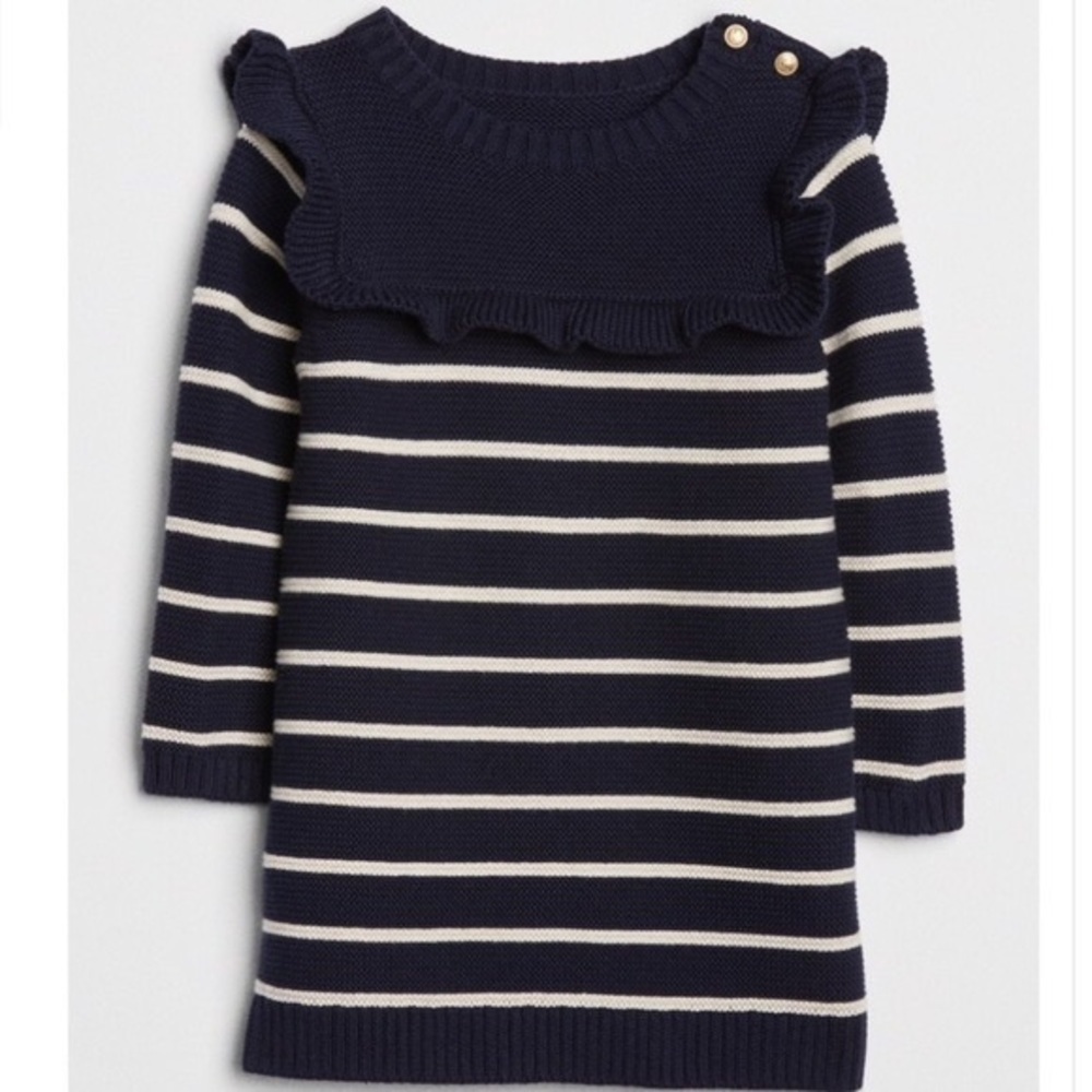Baby Gap Cotton Sweater Navy White Dress Size 3-6M